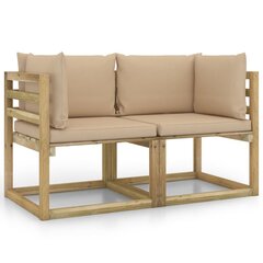 Kampinės sodo sofos su pagalvėlėmis, 2 vnt., rudos kaina ir informacija | Lauko kėdės, foteliai, pufai | pigu.lt