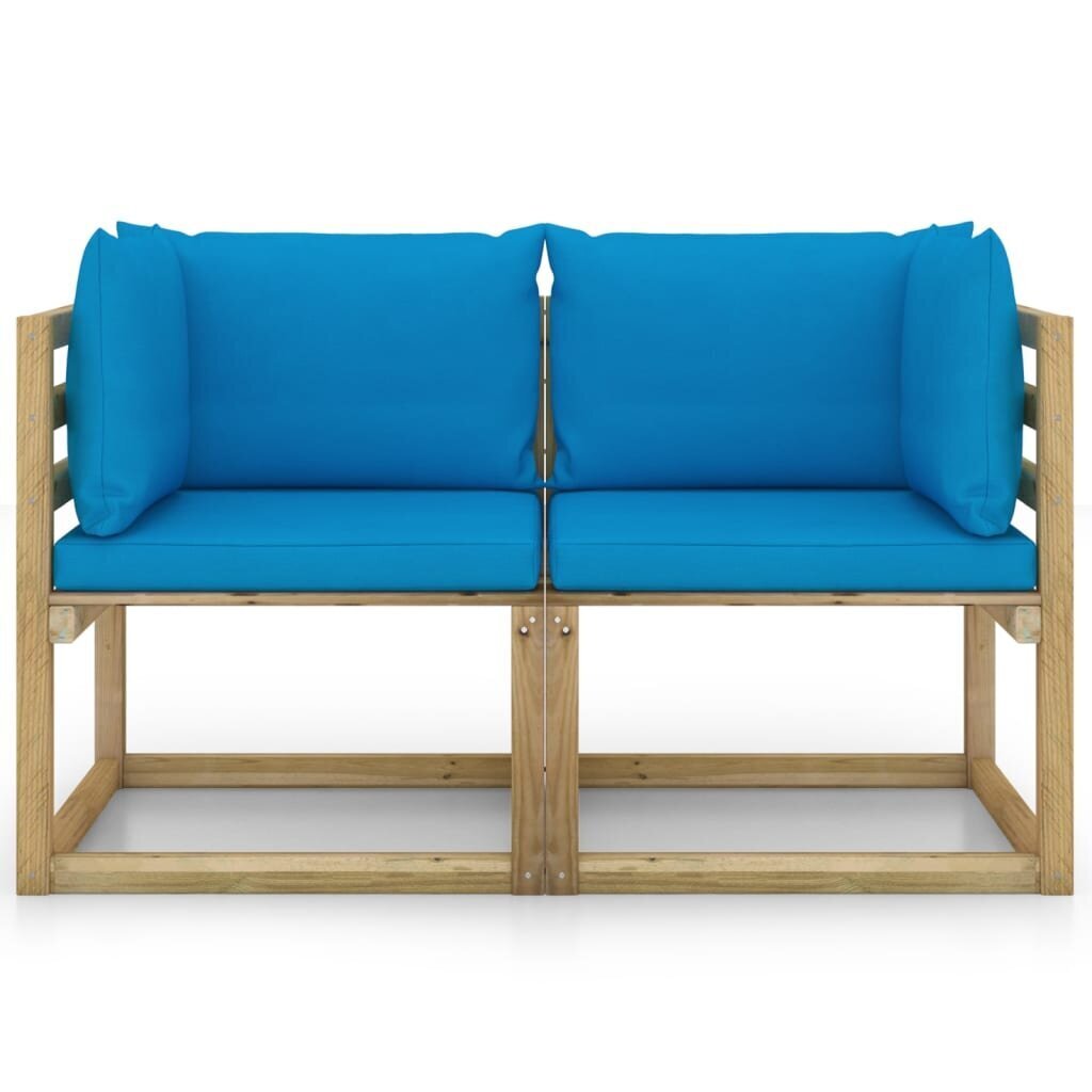 Kampinės sodo sofos su pagalvėlėmis, 2 vnt., mėlynos kaina ir informacija | Lauko kėdės, foteliai, pufai | pigu.lt