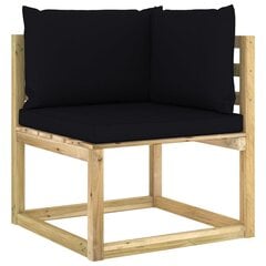 Kampinė sodo sofa su pagalvėlėmis, juoda kaina ir informacija | Lauko kėdės, foteliai, pufai | pigu.lt