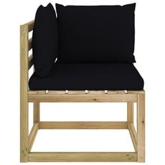 Kampinė sodo sofa su pagalvėlėmis, juoda kaina ir informacija | Lauko kėdės, foteliai, pufai | pigu.lt
