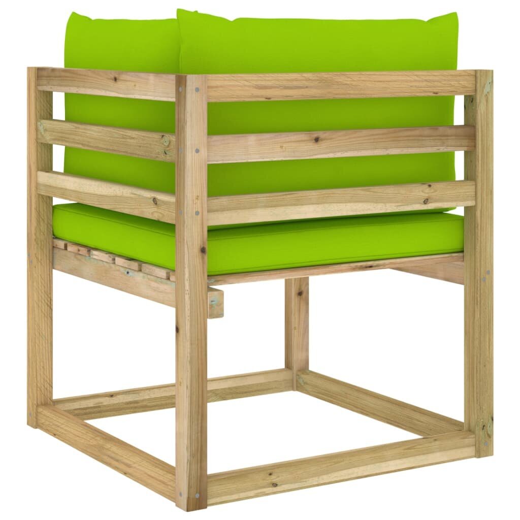 Kampinė sodo sofa su pagalvėlėmis, žalia kaina ir informacija | Lauko kėdės, foteliai, pufai | pigu.lt