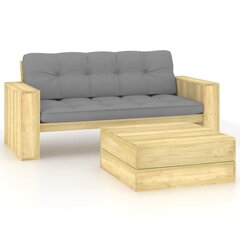 Sodo baldų komplektas su pagalvėlėmis, 2 dalių, rudas kaina ir informacija | Lauko baldų komplektai | pigu.lt