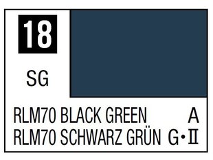 Нитрокраска Mr.Hobby - Mr.Color C-018 RLM70 черная, зеленая, 10 мл цена и информация | Принадлежности для рисования, лепки | pigu.lt