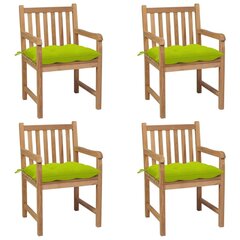 Sodo kėdės su šviesiai žaliomis pagalvėlėmis, 4 vnt, rudos kaina ir informacija | Lauko kėdės, foteliai, pufai | pigu.lt