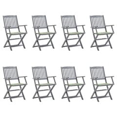 Sulankstomos lauko kėdės su pagalvėlėmis, 8 vnt, pilkos цена и информация | Садовые стулья, кресла, пуфы | pigu.lt