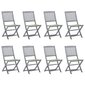 Sulankstomos lauko kėdės su pagalvėlėmis, 8 vnt, pilkos цена и информация | Lauko kėdės, foteliai, pufai | pigu.lt
