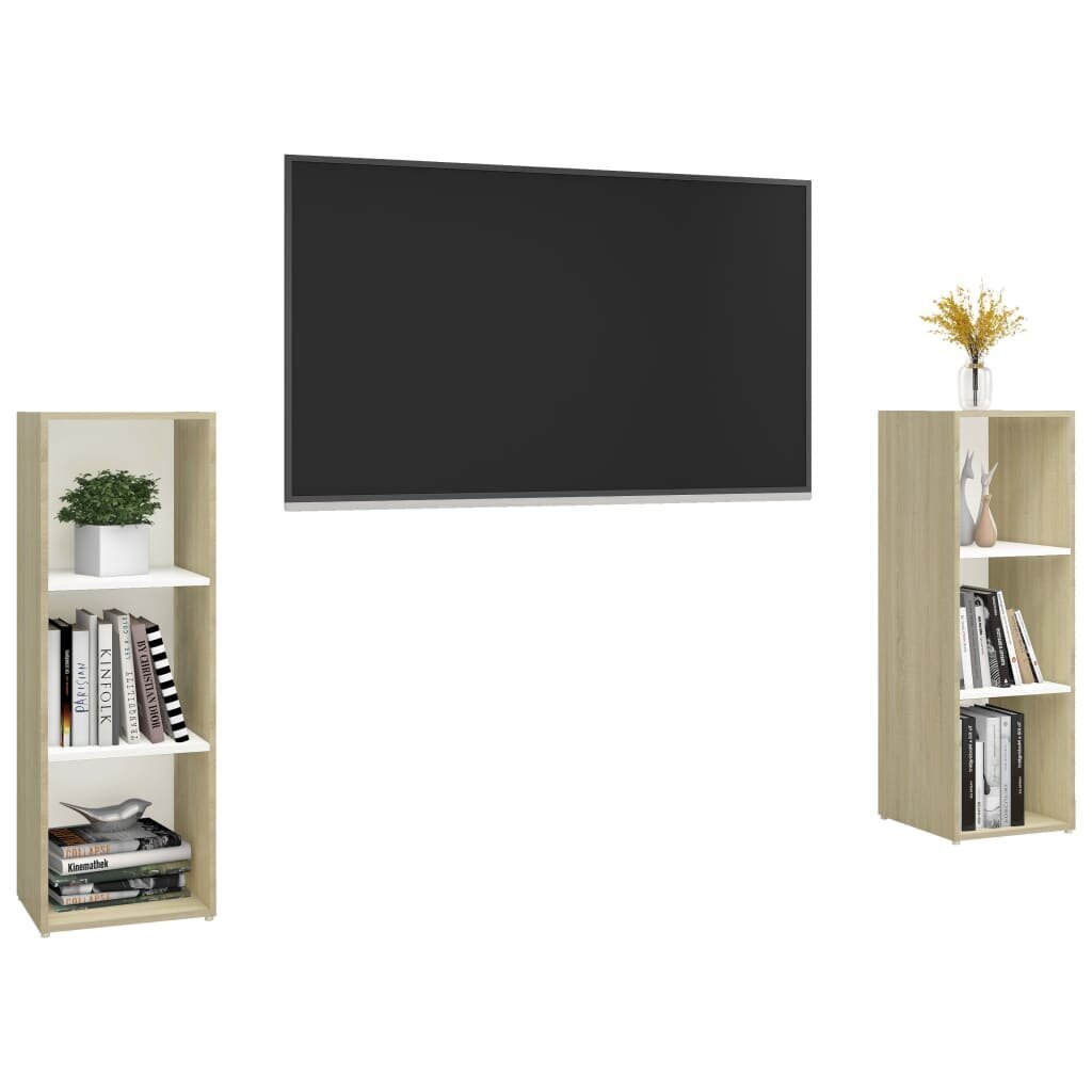 TV spintelės, 2 vnt, 107x35x37 cm, baltos цена и информация | TV staliukai | pigu.lt