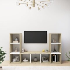 TV spintelės, 3 vnt, 107x35x37 cm, baltos цена и информация | Тумбы под телевизор | pigu.lt