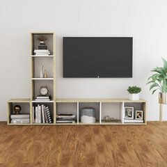 Televizoriaus spintelių komplektas, 3 dalių, baltas/rudas kaina ir informacija | TV staliukai | pigu.lt