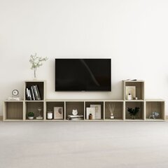 Televizoriaus spintelių komplektas, 5 dalių, rudas kaina ir informacija | TV staliukai | pigu.lt