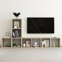 Televizoriaus spintelių komplektas, 3 dalių, baltas/rudas kaina ir informacija | TV staliukai | pigu.lt