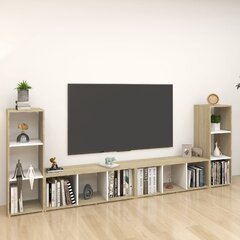 TV spintelės, 4 vnt, 107x35x37 cm, baltos kaina ir informacija | TV staliukai | pigu.lt