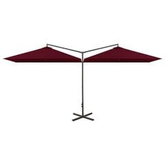 Dvigubas skėtis su plieniniu stulpu, raudonas цена и информация | Зонты, маркизы, стойки | pigu.lt