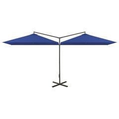 Dvigubas skėtis su plieniniu stulpu, tamsiai mėlynas цена и информация | Зонты, маркизы, стойки | pigu.lt