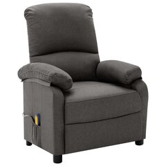 Atlošiamas masažinis krėslas, tamsiai pilkos spalvos, audinys kaina ir informacija | Svetainės foteliai | pigu.lt
