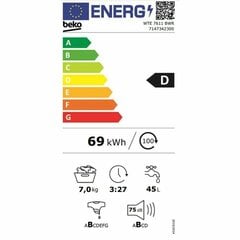 Skalbimo mašina BEKO WTE 7611 BWR 7 kg 1200 rpm 60 cm kaina ir informacija | Skalbimo mašinos | pigu.lt