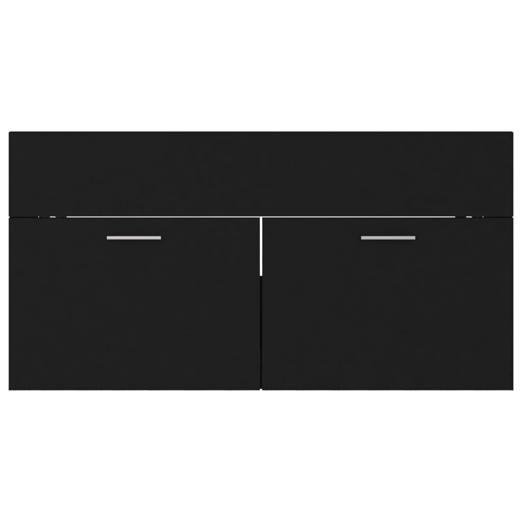 Spintelė praustuvui, juodos spalvos, 90x38,5x46cm, MDP kaina ir informacija | Vonios komplektai | pigu.lt