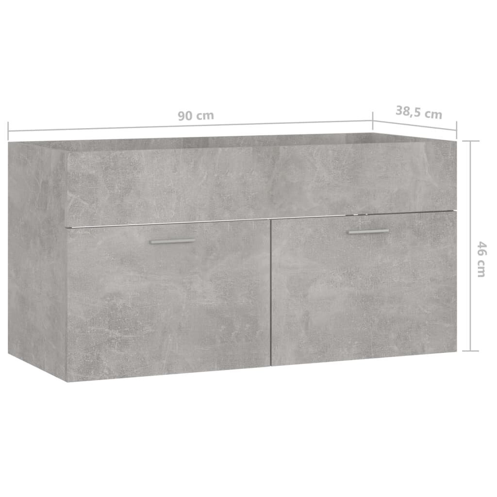 Spintelė praustuvui, betono pilkos spalvos, 90x38,5x46cm, MDP kaina ir informacija | Vonios spintelės | pigu.lt