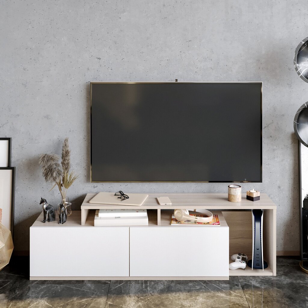 TV staliukas Kalune Design Nexera, rudas/baltas kaina ir informacija | TV staliukai | pigu.lt