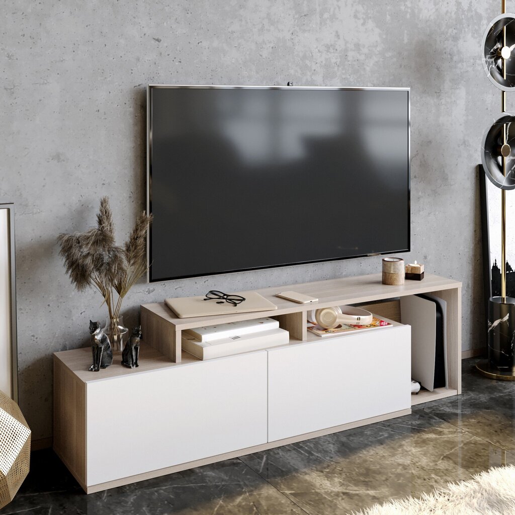 TV staliukas Kalune Design Nexera, rudas/baltas kaina ir informacija | TV staliukai | pigu.lt