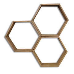 Набор из 3-х полок Kalune Design HEX001, коричневого цвета цена и информация | Полки | pigu.lt