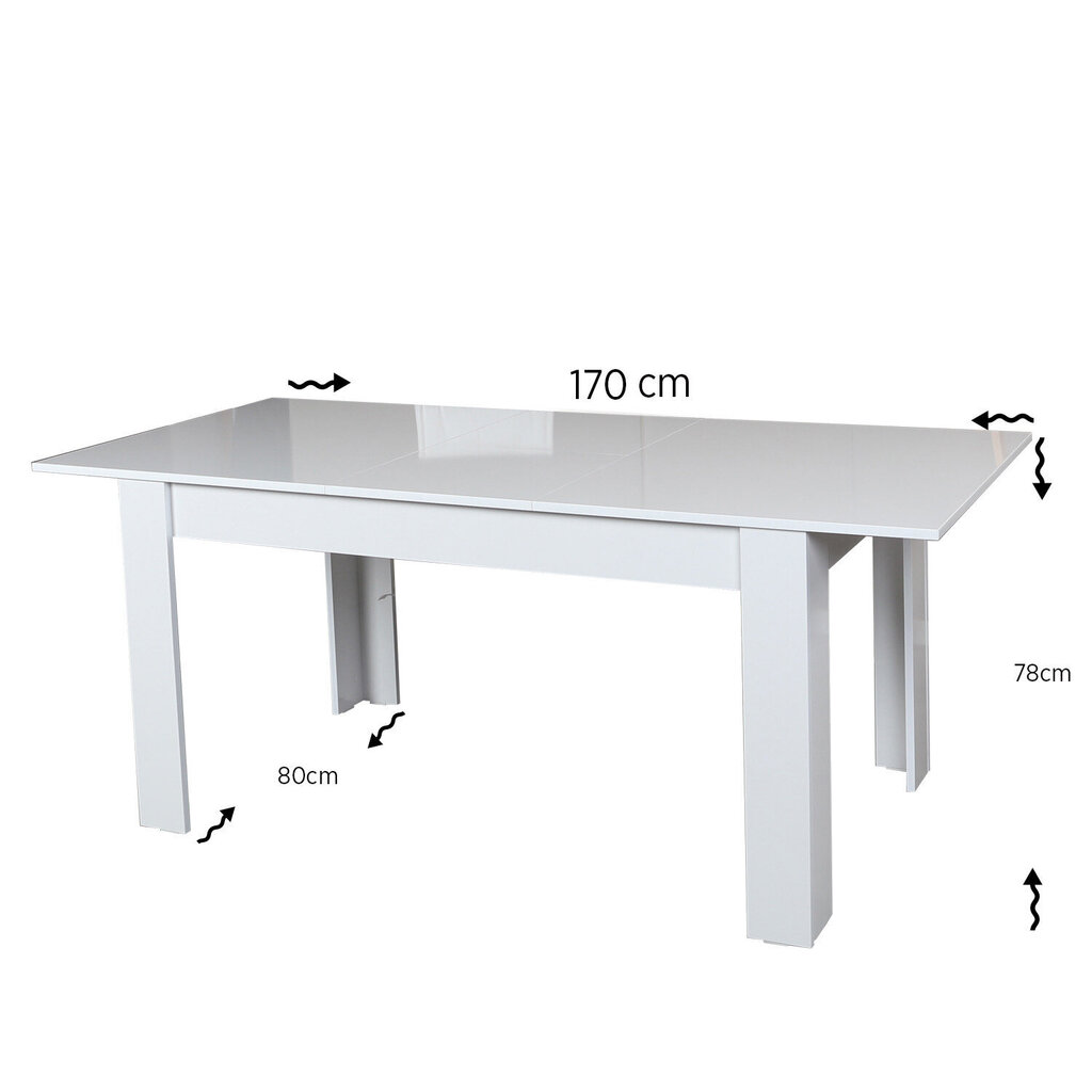 Valgomojo stalas Kalune Design Oblo, baltas kaina ir informacija | Virtuvės ir valgomojo stalai, staliukai | pigu.lt