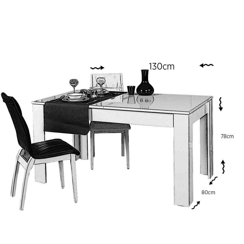 Valgomojo stalas Kalune Design Oblo, baltas kaina ir informacija | Virtuvės ir valgomojo stalai, staliukai | pigu.lt
