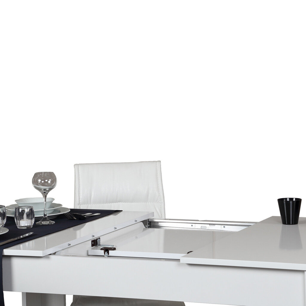 Išskleidžiamas valgomojo stalas Kalune Design Bois, baltas kaina ir informacija | Virtuvės ir valgomojo stalai, staliukai | pigu.lt