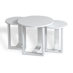 Набор из 3-х журнальных столиков Kalune Design Mira, белый цена и информация | Журнальные столы | pigu.lt
