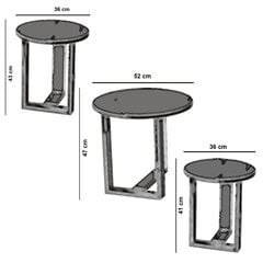 3-jų kavos staliukų komplektas Kalune Design Mira, tamsiai rudas kaina ir informacija | Kavos staliukai | pigu.lt