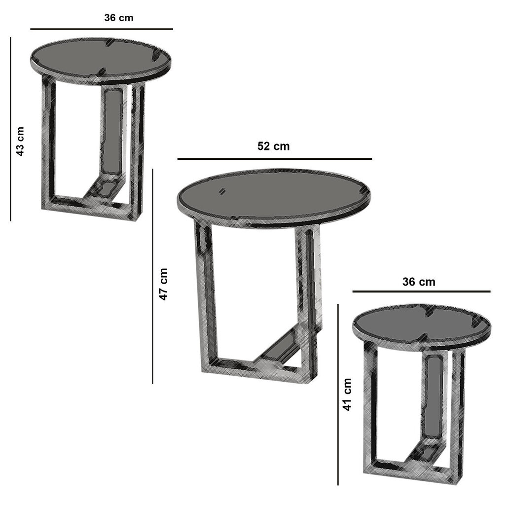 3-jų kavos staliukų komplektas Kalune Design Mira, rudas kaina ir informacija | Kavos staliukai | pigu.lt