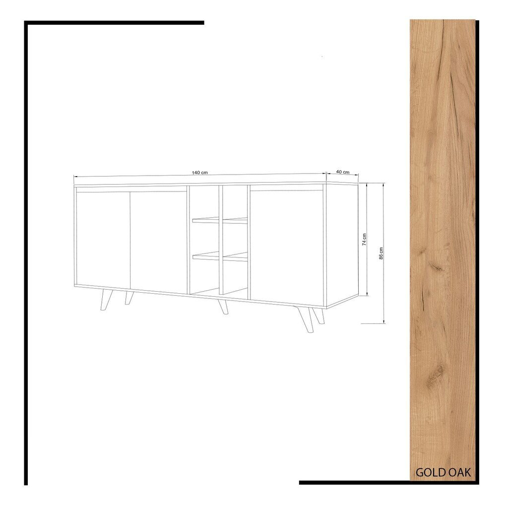 Komoda Kalune Design Prava, balta/ruda kaina ir informacija | Komodos | pigu.lt