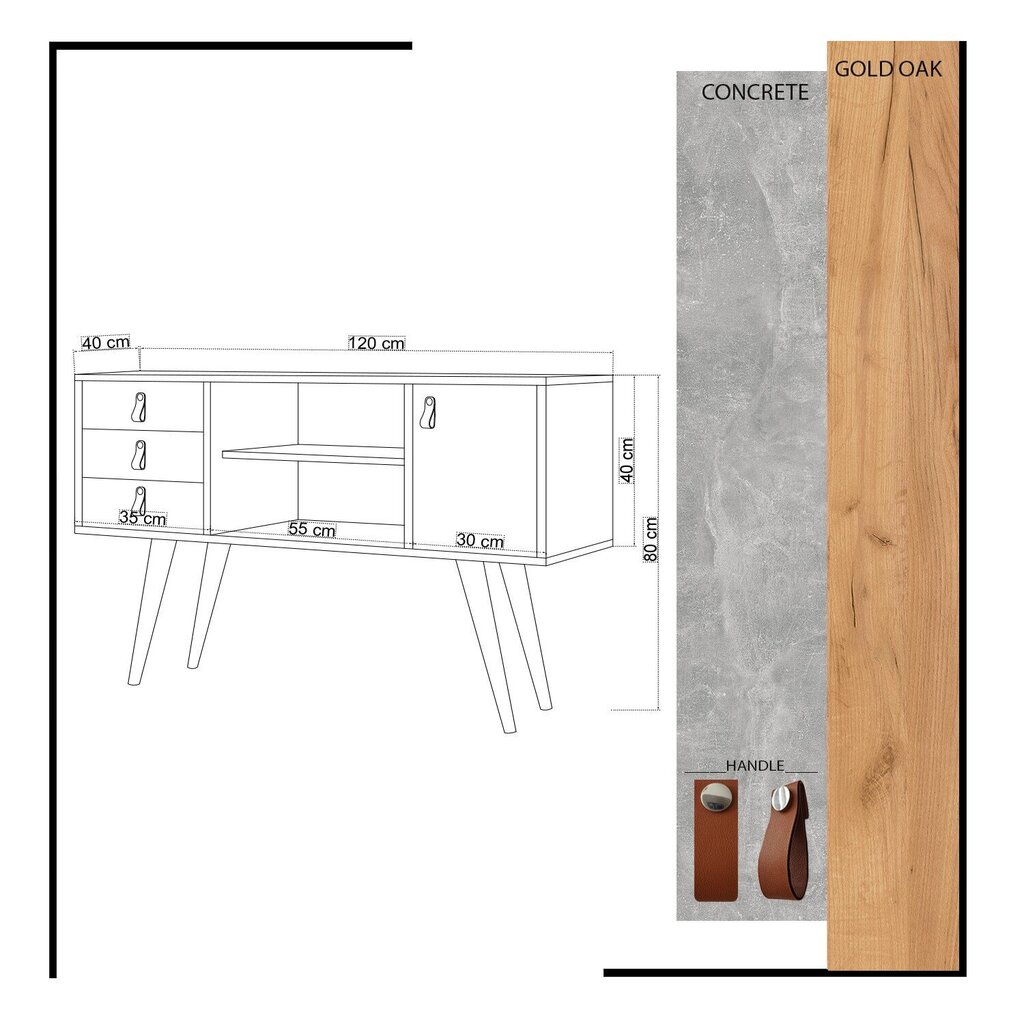 Komoda Kalune Design İndira, pilka/ruda цена и информация | Komodos | pigu.lt