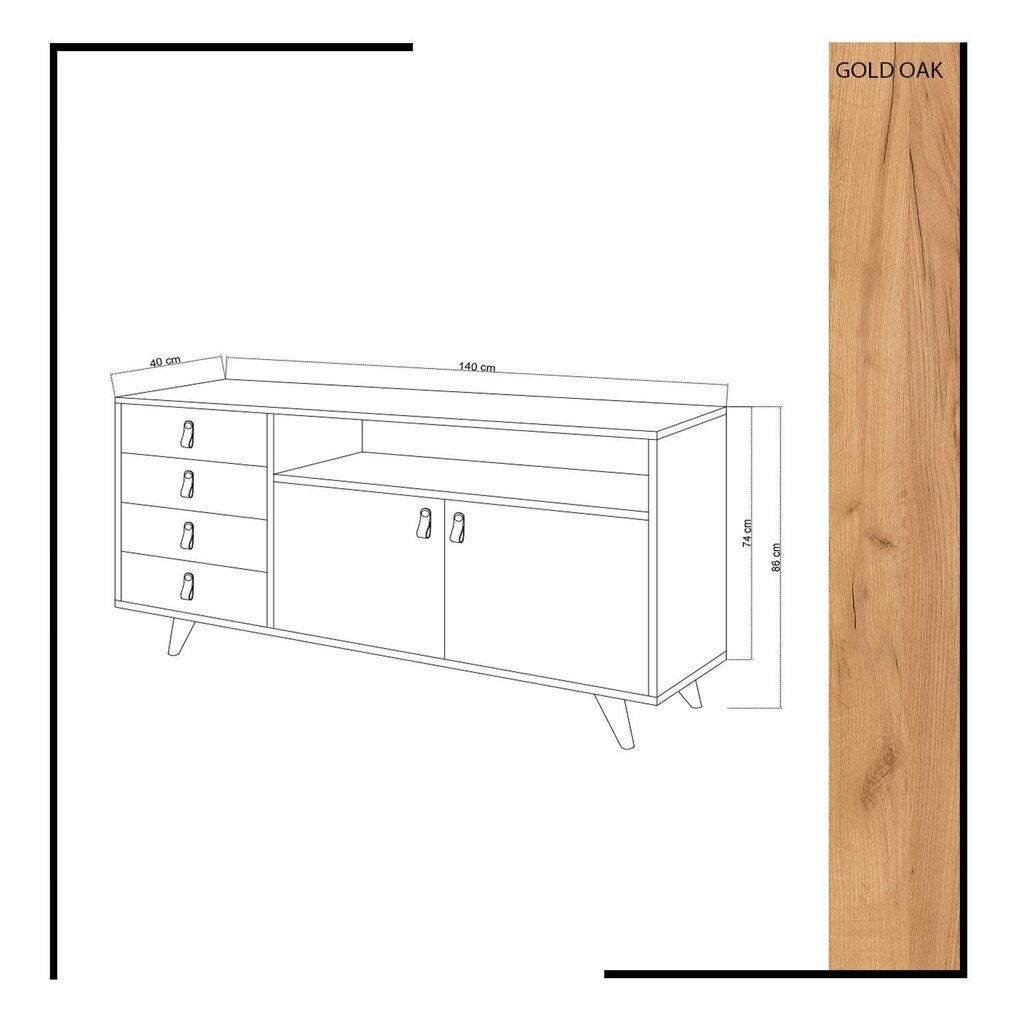 Komoda Kalune Design Lavina, balta/ruda kaina ir informacija | Komodos | pigu.lt