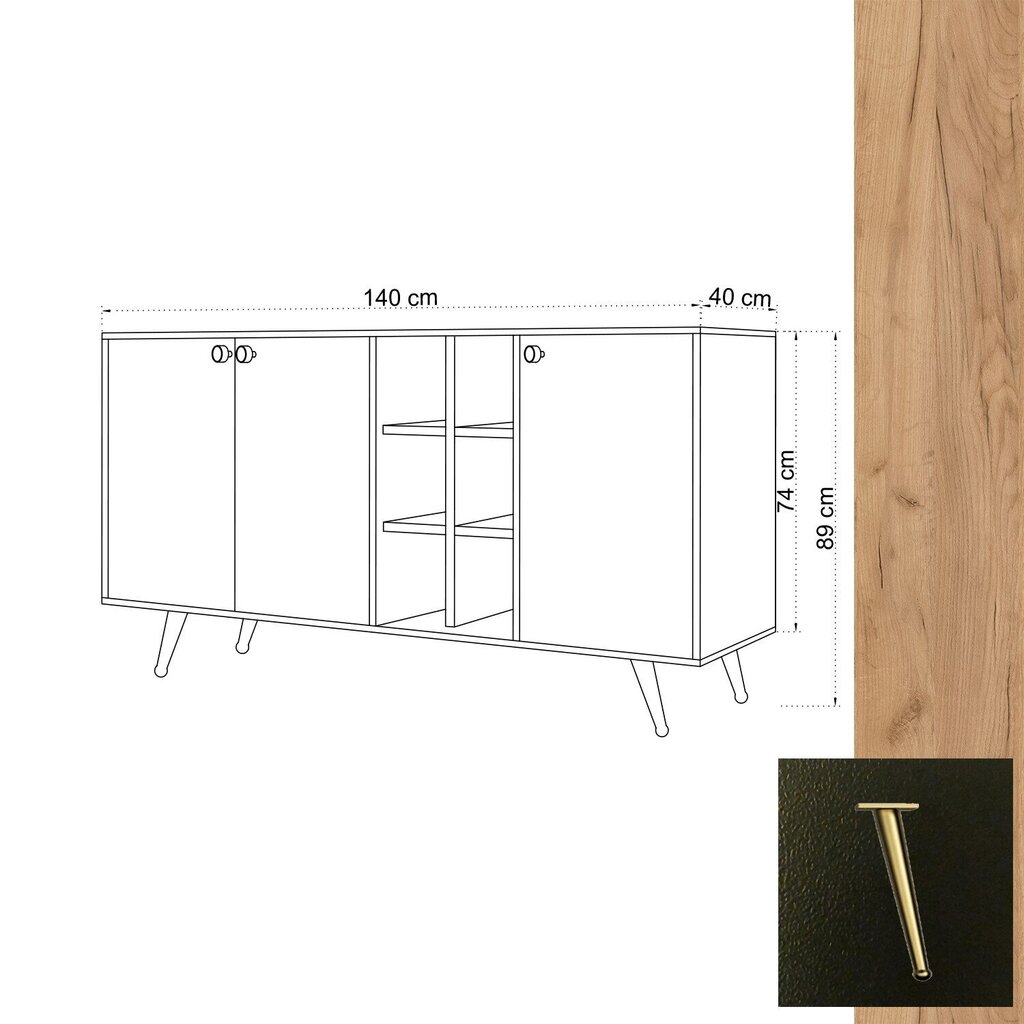 Komoda Kalune Design Veit, juoda/ruda kaina ir informacija | Komodos | pigu.lt