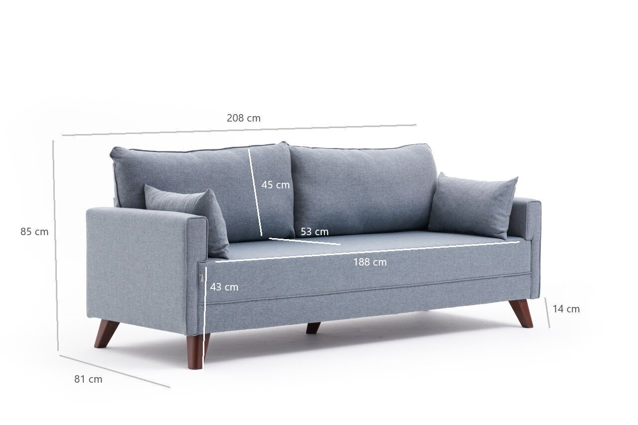 Sofa Kalune Design Bella, mėlyna kaina ir informacija | Sofos, sofos-lovos | pigu.lt