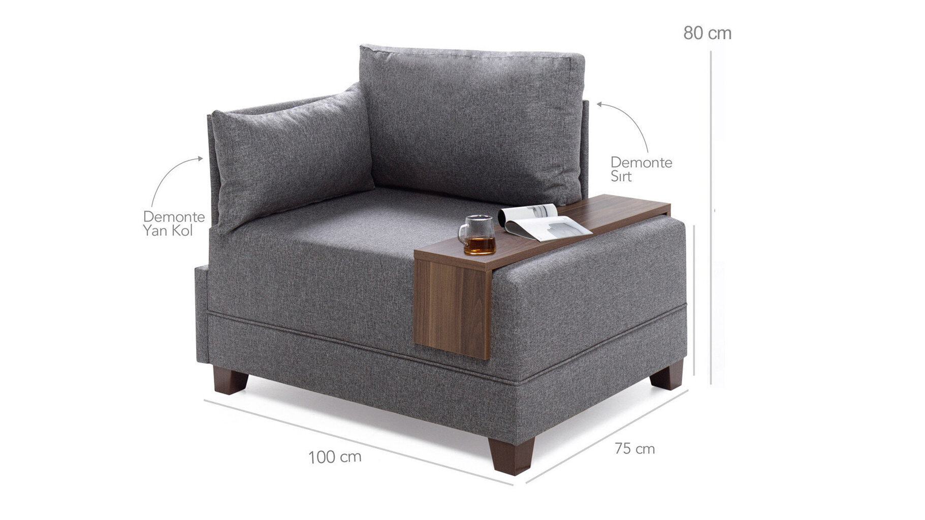 Kampinis fotelis Kalune Design, kairinis, smėlio spalvos kaina ir informacija | Svetainės foteliai | pigu.lt