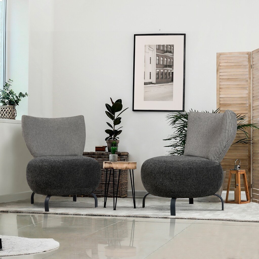 2-jų fotelių komplektas Kalune Design Loly, pilkas kaina ir informacija | Svetainės foteliai | pigu.lt