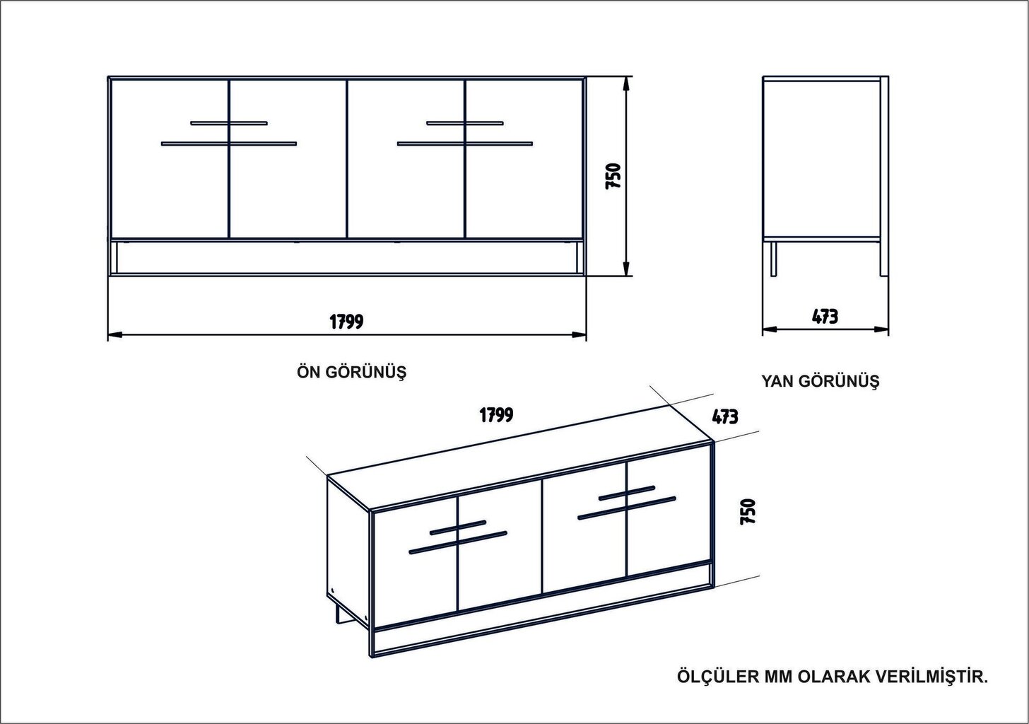 Komoda su veidrodžiu Kalune Design Polka Aynalı, balta kaina ir informacija | Komodos | pigu.lt