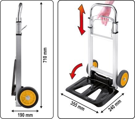 Vežimėlis prekių transportavimui sulankstomas 355 x 240 mm 90 kg Vorel (78661) kaina ir informacija | Mechaniniai įrankiai | pigu.lt