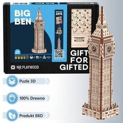 Medinis 3D galvosūkis Mr.Playwood Big Ben, 14 m.+ kaina ir informacija | Konstruktoriai ir kaladėlės | pigu.lt