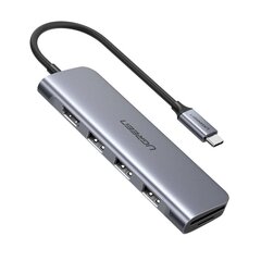 UGREEN šakotuvas USB-C, HDMI + TF/SD, pilkas kaina ir informacija | Adapteriai, USB šakotuvai | pigu.lt