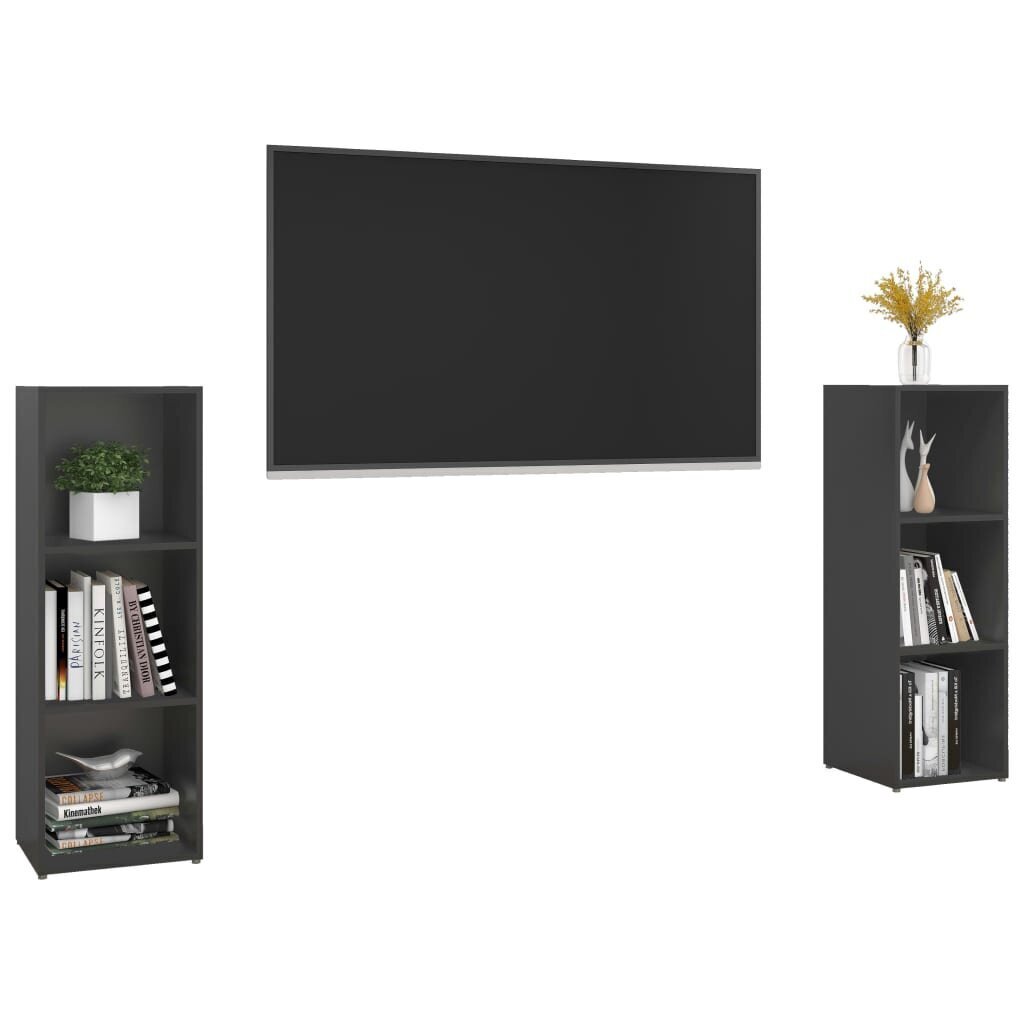 Televizoriaus spintelės, pilkos, 107x35x37 cm, 2 vnt kaina ir informacija | TV staliukai | pigu.lt