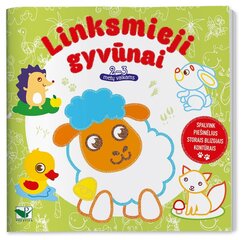 Linksmieji gyvūnai. 2-3 metų vaikams. Storais blizgiais kontūrais цена и информация | Книжки - раскраски | pigu.lt