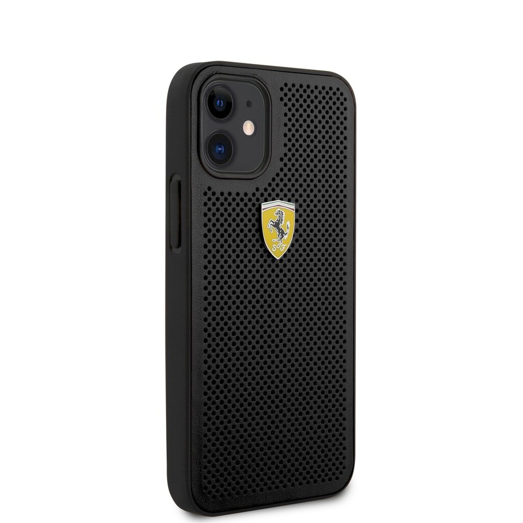 Ferrari On Track Perforated Cover, skirtas iPhone 12 mini, juodas kaina ir informacija | Telefono dėklai | pigu.lt