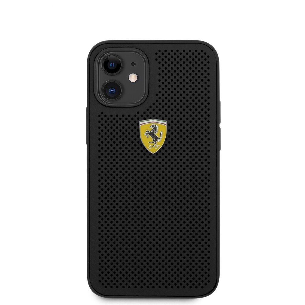 Ferrari On Track Perforated Cover, skirtas iPhone 12 mini, juodas kaina ir informacija | Telefono dėklai | pigu.lt