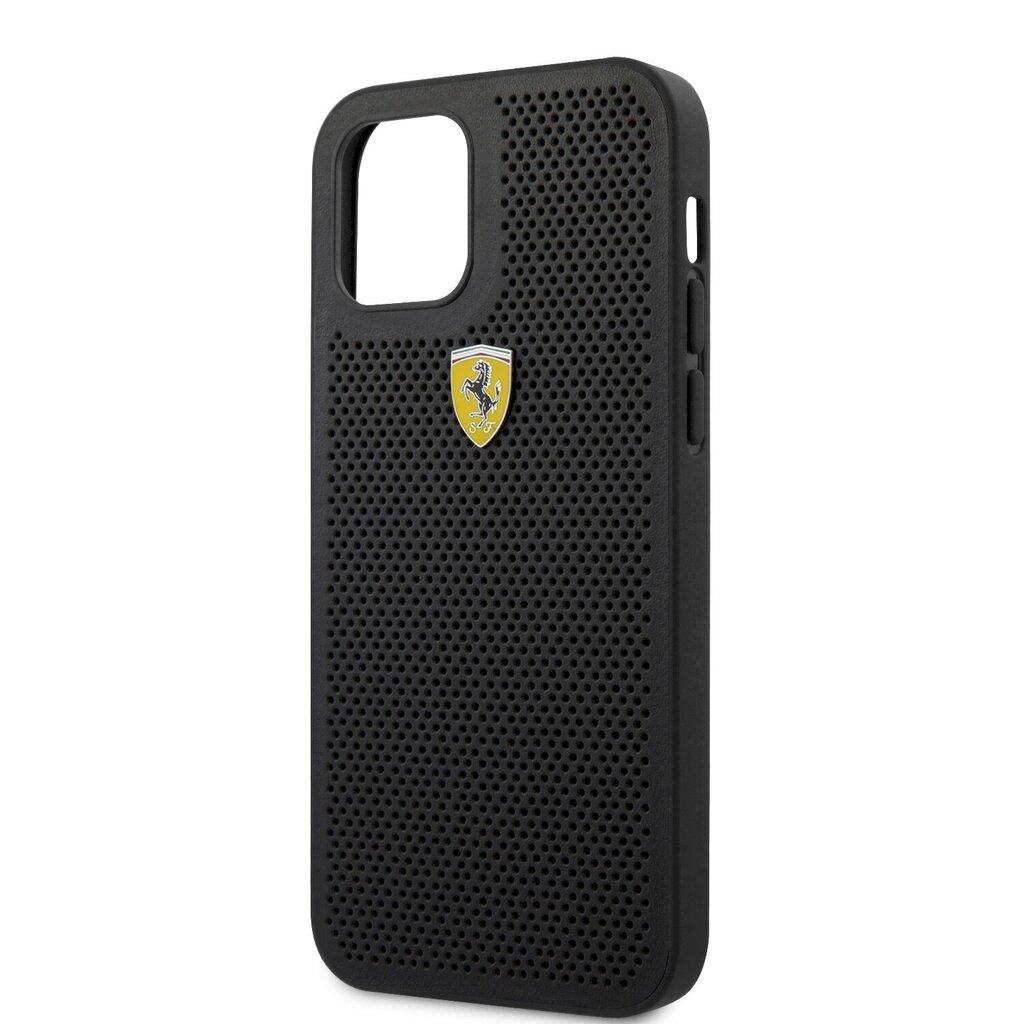 Ferrari On Track Perforated dėklas, skirtas iPhone 12/12 Pro, juodas kaina ir informacija | Telefono dėklai | pigu.lt