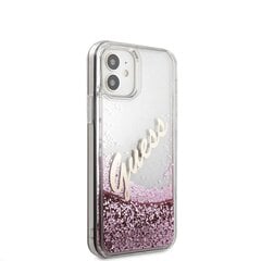 Guess Liquid Glitter Vintage Cover, skirtas iPhone 12 mini 5.4, rožinis kaina ir informacija | Telefono dėklai | pigu.lt