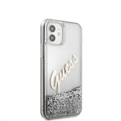 Guess Liquid Glitter Vintage Cover, skirtas iPhone 12 mini 5.4, pilkas kaina ir informacija | Telefono dėklai | pigu.lt