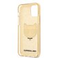 KLHCP12MCHTUGLGO Karl Lagerfeld Choupette Head Glitter Case, skirtas iPhone 12/12 Pro 6.1, auksinis kaina ir informacija | Telefono dėklai | pigu.lt